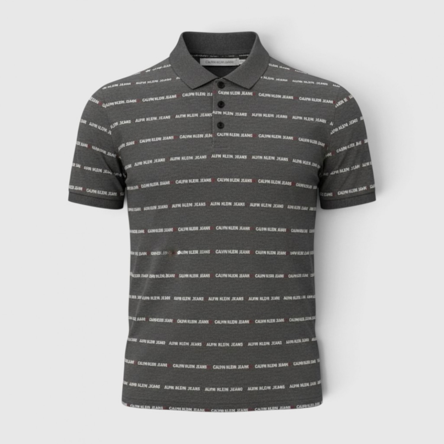 Calvin Klein Jeans Polo Μπλούζα Γκρι με All Over Logo Print / Pre-Owned